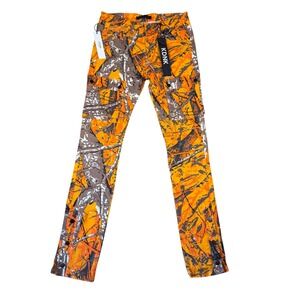 KDNK Mens Stacked Snap Pants Orange Camo KNB3273 Size 32 NWT Street Wear Casual